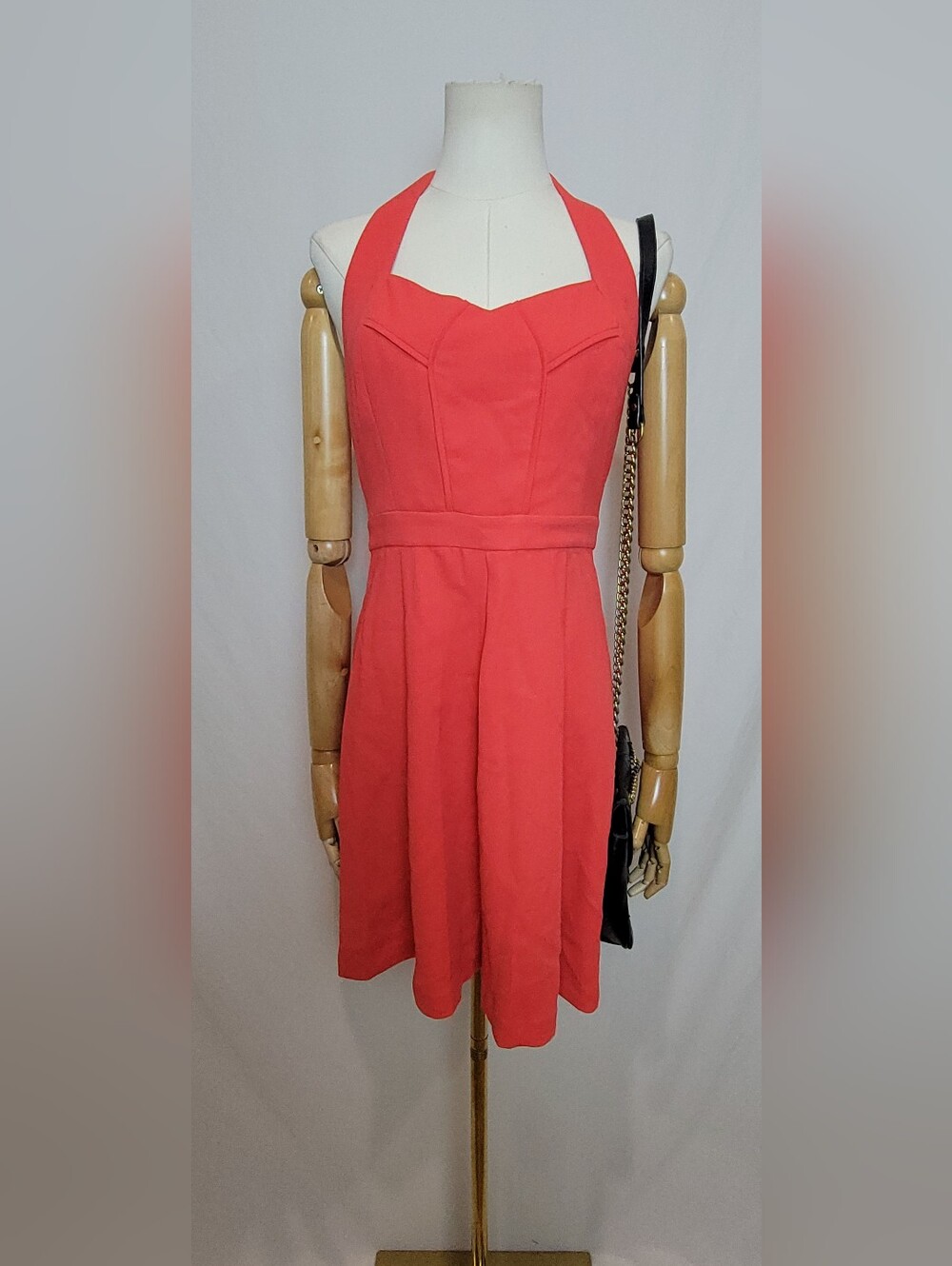 BCBGeneration Coral Halter Fit & Flare Mini Dress, Size 4